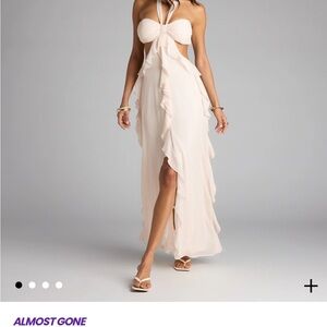 Windsor Brown chiffon Ruffle Maxi Dress